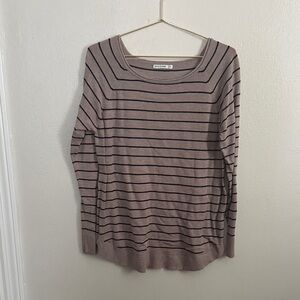 Pink Clover Taupe Sweater with Black Stripes